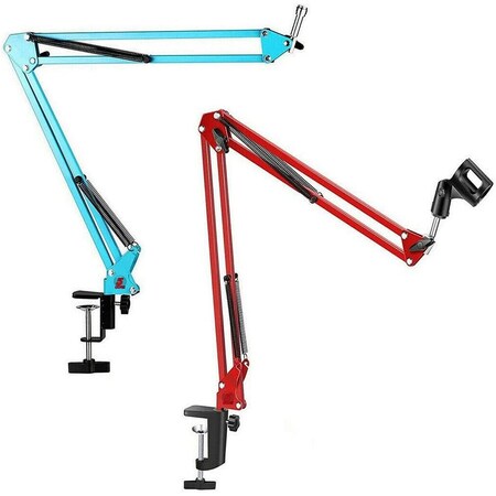 5 Core 5 Core Microphone Suspension Boom ARM Mic Stand, Adjustable Scissor Arm Stand With Mic Clip For Upgraded Studio Microphone For Radio Broadcasting, Voice-Over, Stage and TV Stations MS ARM (Blue & Red) MS ARM BLU+RED
